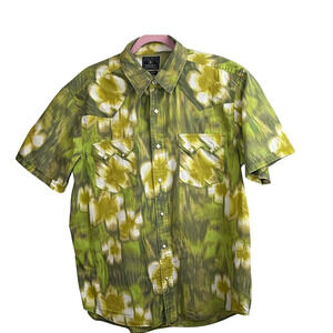 Lucky Brand Dungarees XL Western Pearl Snap Shirt Green Tie Dye Vintage Y2K